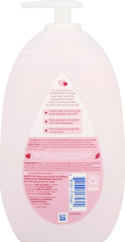 Johnson's Moisturizing Pink Baby Lotion with Coconut Oil, Hypoallergenic, 16.9 fl. oz