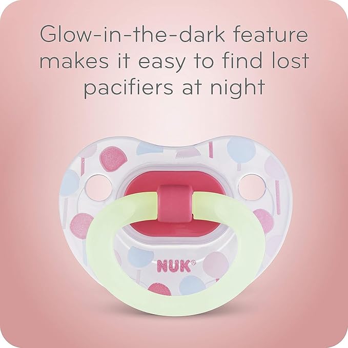 NUK Orthodontic Pacifier Value Pack, Boy&Girl,0-6 Months, 3-Pack (Star) (Glows in The Dark)
