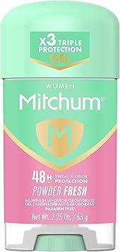 Mitchum Women’s Triple Odor Protection Antiperspirant & Deodorant Gel, Powder Fresh, 48HR Protection, 2.25 oz