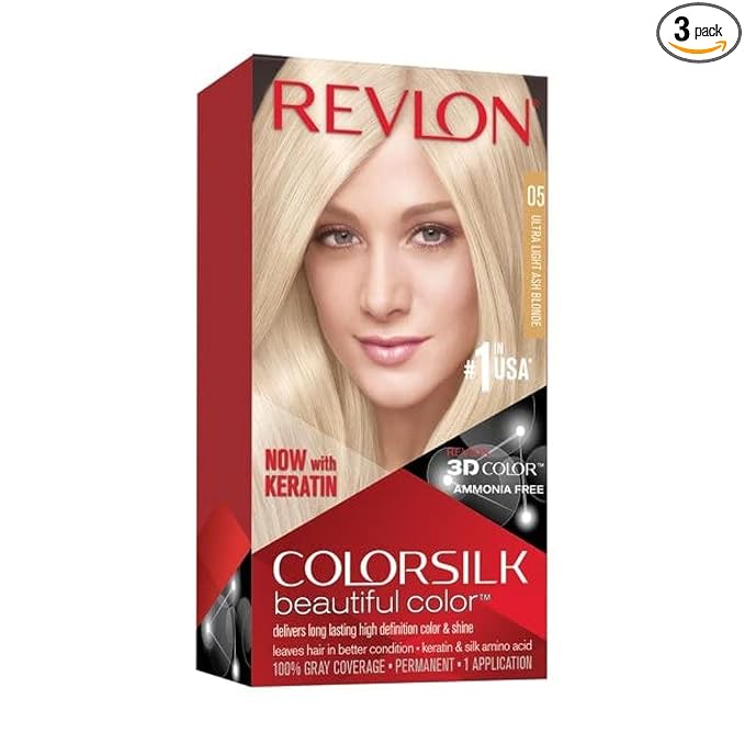 Revlon ColorSilk Hair Color [05] Ultra Light Ash Blonde (Pack of 3)
