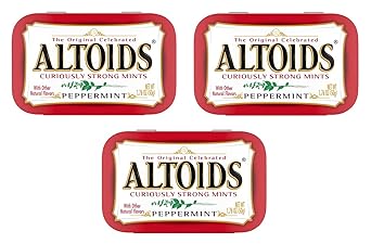 Altoids Curiously Strong Breath Mints, Peppermint, 1.76-Ounce Tins, 3-Pack