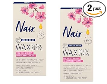 Nair Hair Remover Wax Ready-Strips 40 Count Legs/Body (2 Pack)
