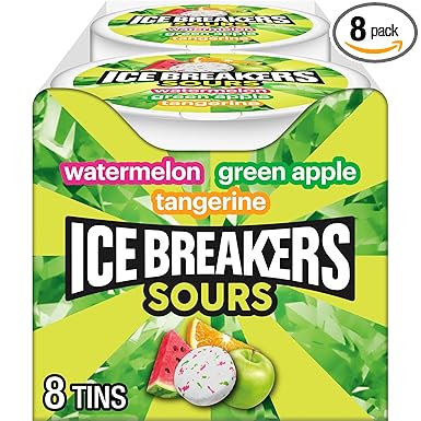 ICE BREAKERS Sours Assorted Fruit Flavored Sugar Free Mints Tins, 1.5 oz (8 Count)
